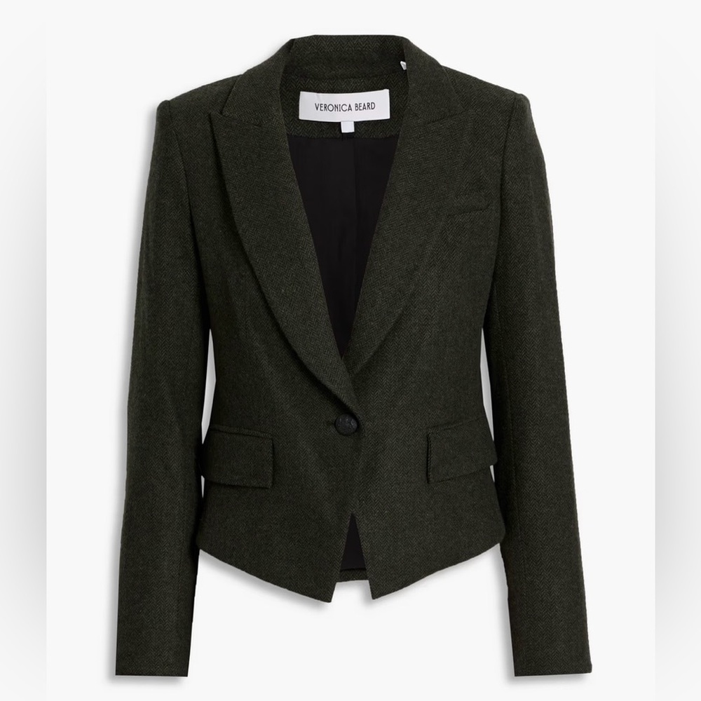 Veronica Beard Olive Green Single-Button Tailored Blazer